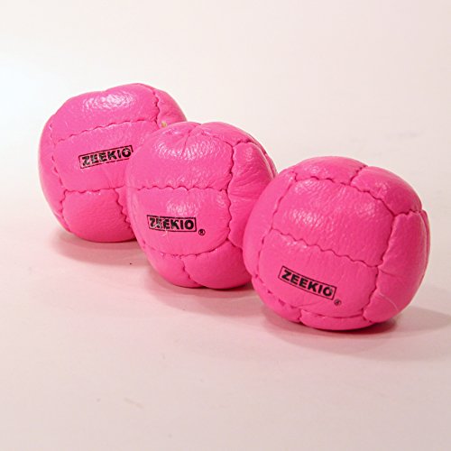 Zeekio Galaxy 12 Panel Leather Juggling Ball, Pink, Set of 3