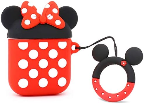 Megantree Cute Airpods Case, Airpods 2 Case, 3D Cartoon Funny Cool Animals Minnie Mouse Shockproof Full Protection Soft Silicone Charging Case Cover Skin with Keychain for Airpods 1&2