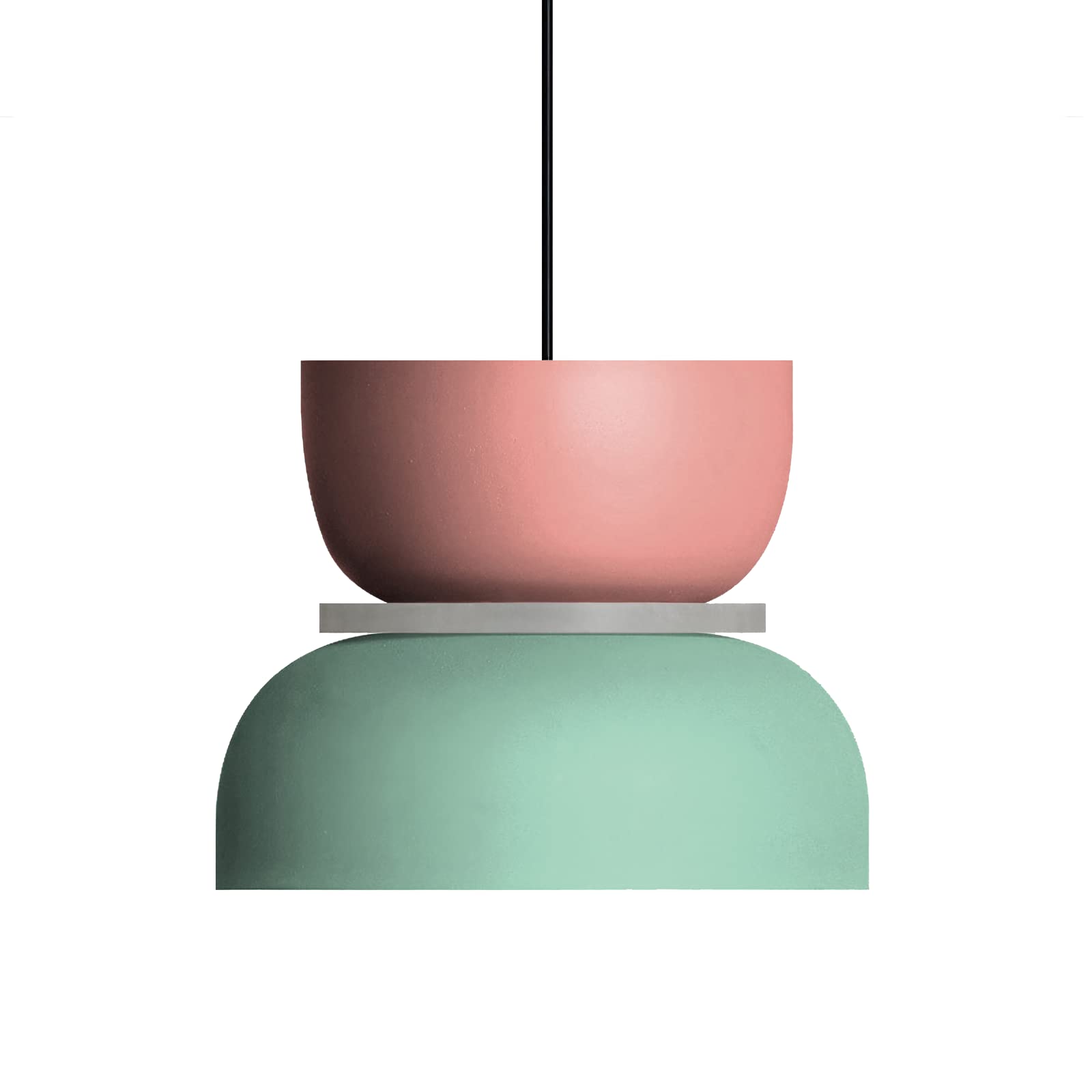 Photo 1 of DJAMEL Modern Pendant Light Macaron Colorful Iron Chandelier Nordic Round Aluminum Shade Hanging Pendant Light for Kitchen Island Dining Room Children's Room Bedroom (Pink+Green, B-Medium)