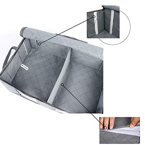 Extra Large Clothes Storage Bags, Space Saver Clothing Organizers for Bedroom, Closet & Underbed, Large Clear Window & Carry Handles, Great for Blanket, Comforters, Linen, and More (3-Pack, Gray) - Thumbnail 3