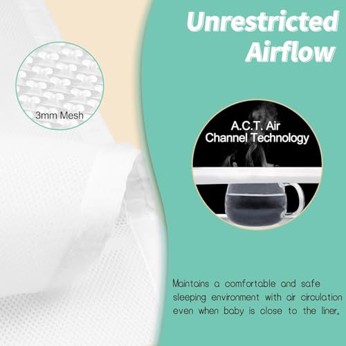 Coclux Baby Cot Bumper,Baby Boys Girls Nursery Breathable Crib Bed Liner Bumper Set,Airflow Safe 3D Mesh Crib Liner. (White)