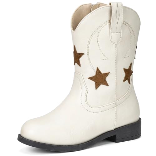 Choiran Cowboy Boots for Girls and Boys - Western Cowgirl Boots for Toddler Little Big Kids Riding Shoes with Side Zipper Round Toe at Amazon
