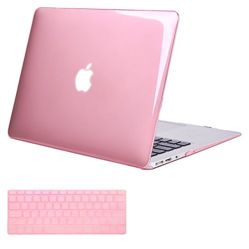 MOSISO Plastic Hard Shell Case with Keyboard Cover for MacBook Air 13 Inch (Models: A1369 and A1466), Crystal Pink