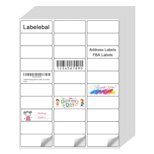 Azonee Shipping Address Mailing Labels 30-UP White Shipping Labels for Inkjet or Laser Printer Labels White Blank Sticker Name Tags Printable Address Labels 30 Per Page 3000 Labels 100Sheets