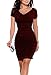 Blooming Jelly Women's Stretch Ruched Bodycon Midi Dress Party (M, Burgundy)
