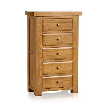 Hercules Rustic Solid Oak 5 Drawer Tallboy Amazon Co Uk Kitchen