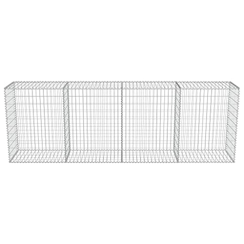 HLLNME Steinzaun Steinkorb Steingabione Gabion Säule, Gabionenwand mit Abdeckung Verzinkter Stahl 300×50×100 cm – Bild 5