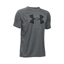 Under Armour Boys' Tech Big Logo Short Sleeve T-Shirt, Carbon Heather/Black, Youth X-Small