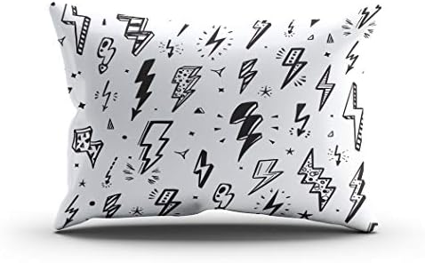 Moladika Throw Pillow Cover 12x20 Inch Boudoir Lightning Bolts Pattern Repeat Cushion Home Decor Living Room Sofa Bedroom Office One Side Design Printed Pillowcase