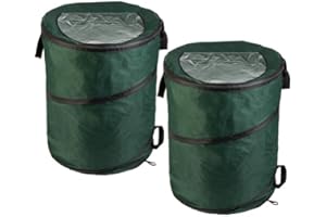 Wakeman Outdoor Trash Can 2-Pack - 46-Gallon Collapsible Garbage Cans - Pop Up Trash Cans for Camping, Storage, or Yard Waste Outdoors (Green)