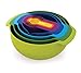 Joseph Joseph 40087 Nest 9 Nesting Bowls Set with Mixing Bowls Measuring Cups Sieve Colander, 9-Piece, Multicolored primary