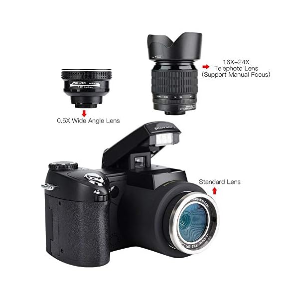 VBESTLIFE DSLR-Camcorder-Kit für Digital kameras, D7300 33MP HD 1080p, 8X-Digitalzoom, 0.5X-Weitwinkelobjektiv, 16X… – Bild 7