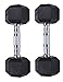 Gymenist Set of 2 Hex Rubber Dumbbell with Metal Handles, Pair of 2 Heavy Dumbbells (15 Lb)