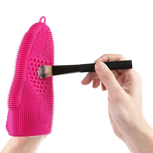 ScivoKaval Makeup Brush Cleaner Glove Mat Mitt Silicone Cosmetic Cleaning Scrubber Tool Face Brushes and Eye Brush Washing Pad Light Purple - Thumbnail 5
