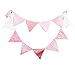 Pink Vintage Floral Bowknot Wedding Bunting Fabric Triangle Pennant Banner Birthday Baby Shower Party Hanging Decoration