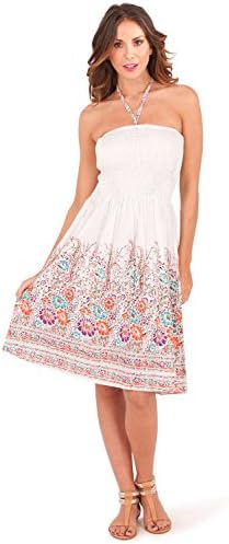 Pistachio Womens Floral Print 2 In 1 Cotton Bandeau Dress Or Skirt