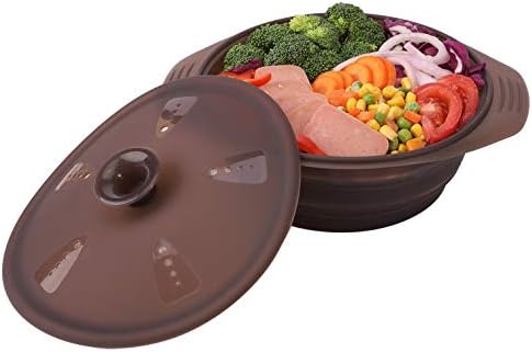 DONIBUDO Collapsible Bowl-Silicone Steamer with Handle & Lid for Collapsible Meal Prep Food Storage Containers，BPA Free …