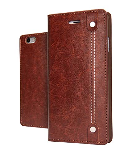DWBCases iPhone 6 & 6s Wallet Case | Folio Flip Book Design with Strong Magnetic Closure & Leather Protective Cover | Lightweight Card & Money Holder | Includes Microfiber Cleaning Cloth | (Brown)