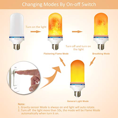 LED Flame Effect Light Bulbs, Calmsen E26 E27 Flickering Fire Light Bulbs with 4 Modes, 5W Flame Bulb for Christmas, Home Decor, Party, Restaurant, Outdoor - 2 Pack - Thumbnail 6