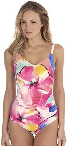 Seaspray Camille Pink Floral Long Length Swimsuit 07-2219 16 US