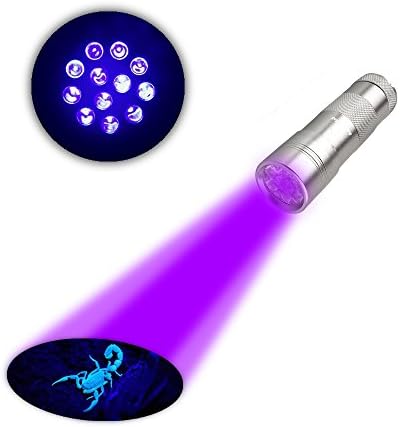AhomePlay Pets Urine and Stains Detector - 12 Ultraviolet LED Blacklight Flashlight - UV Light with Silver Case