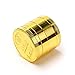 Medium Herb Weed Grinder Spice Tobacco - Four easy to disassemble parts – 2.95 Inches Tall - Premium Grade Aluminum - Smell Proof Herb Container, 54 Razor Sharp Diamond Shaped Teeth (Gold)