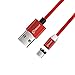 Qimose 360°Strong Magnetic Micro USB cable 3.3ft, Nylon Braided Extremely Durable Charging Cable with LED lights, Suitable for Android, HTC, Samsung, Pixel, LG, etc, (Red)
