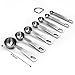 Ace Bright Stainless Steel Measuring Spoons, Set of 7 Stackable Measure Spoon for Dry and Liquid Ingredients, Etched Marked Baking Cooking Spoon with Detachable Ring Holder