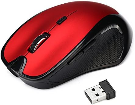 GamesBunds Newly Hot Sale 2.4Ghz Wireless game Mouse, Portable 800/1600dpi/2400dpi Speed Adjustable 6 Buttons Wireless Travel Mouse for Computer / Desktop / Macbook / Laptop / Notebook (Red)