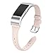 bayite Bands Compatible with Fitbit Charge 2, Slim Genuine Leather Band Replacement Accessories Strap Charge2 Women Men, Pink Small
