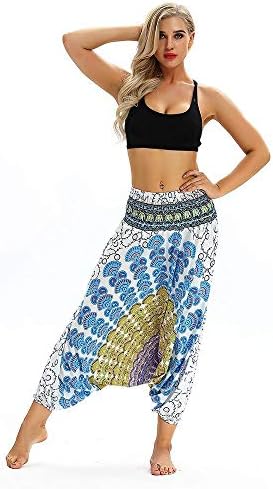 Firally Unisex Yoga Pants High Waist Casual Loose Bohemia Printing Festival Hippy Trousers Drop Pants Summer Baggy Aladdin Jumpsuit Harem Pants
