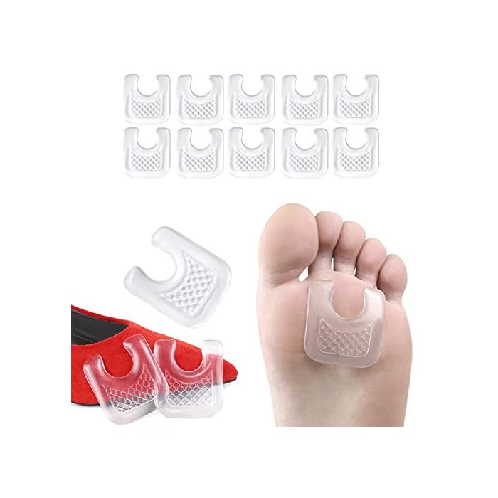 10 Pieces Waterproof Toe Cushions Pads, U-Shaped Gel Callus Pads from Rubbing, Reusable Callus Cushions