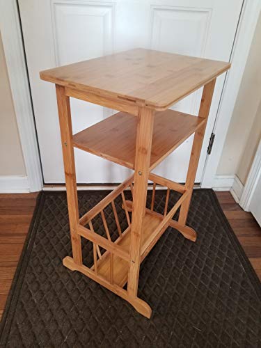 SplashSoup Bamboo Side Table | Compact Book Magazine Media Rack End Piece | Natural Bathroom Towel Stand | Living Room Corner Organizer & Entryway Caddy - Thumbnail 6