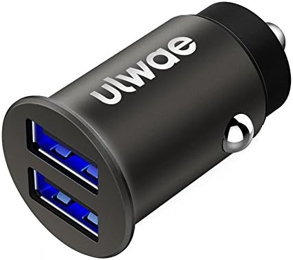Ulwae USB Car Charger Compact Alloy Back Seat Fit 4.8A/24W High Power Dual Port for iPhone Samsung HTC (Space Gray)
