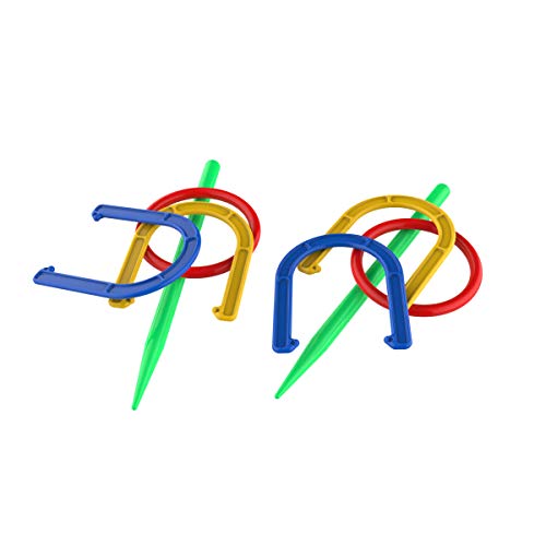 Hey!Play! 2-in-1 Horseshoe and Ring Toss – Outdoor Combo Two-Player Skill Game Set for Kids and Beginners – Picnic, Cookout, Beach and Backyard - Thumbnail 7