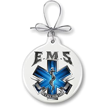 Christmas Ornaments - Paramedic Gifts for Men or Women - EMT Ornaments with a Silver Ribbon - Emergency Medical Services Xmas Ornaments - EMS On Call For Life (1 Piece)