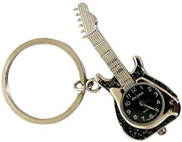 Klox Womens Guitar Shaped Pocket Key Ring Analogue Fob Watch Quartz Black