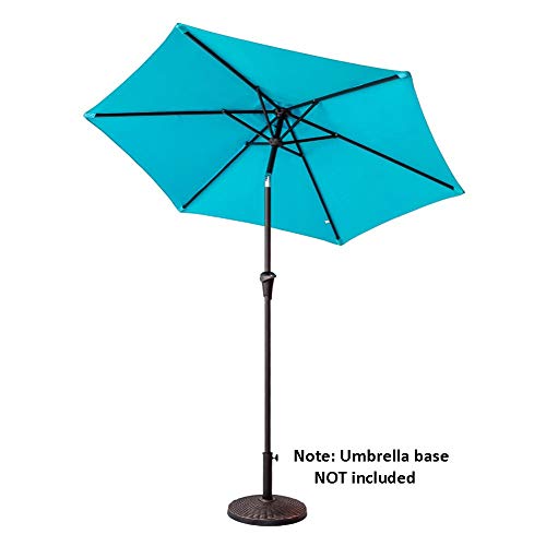 FLAME&SHADE 7.5 ft Outdoor Market Patio Table Umbrella with Tilt, Aqua