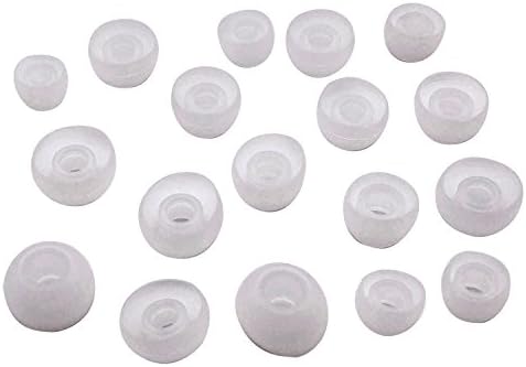 SCOLIB (9 Pairs S/M/L3) Silicone Replacement Ear Buds Tips for Audio-Technica Skullcandy Monster Sony Ultimate Ears Sharp Sennheiser Plantronics TDK Phillips and more (Transparent clean)-Round shape
