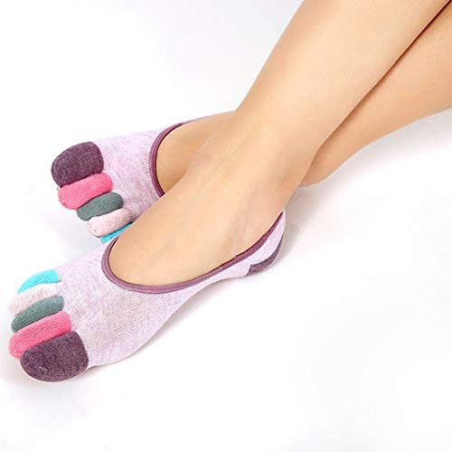 Jessboyy Womens 5-Toe Socks 1 Pairs Colorful Yoga Gym Non Slip Finger Socks Massage Socks Breathable Comfortable Toe Socks (Purple)