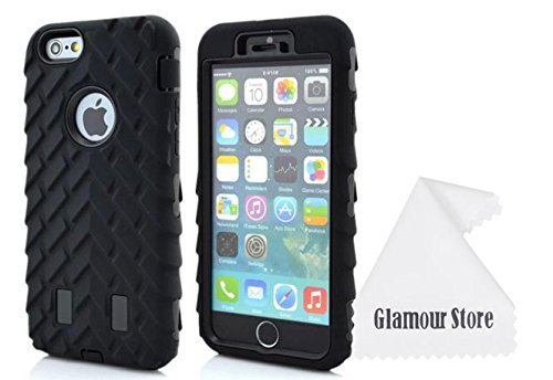 iPhone 6 Case,Soft Rubber Hard Hybrid Tire Stripe Combo High Impact Heavy Silicone Case Cover For Apple iPhone Air iPhone 6 6G 4.7inch With a Free Cleaning Cloth As a Gift