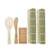 BambooMN Sushi Making Kit - 2x Green Bamboo Rolling Mats, 1x Rice Paddle, 1x Spreader, 1 Compartment Sauce Dish | 100% Bamboo Mats and Utensils