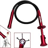 Stereotype four-claw magnetic gripping tool with LED light stainless steel spring can be fixed in different shapes without bounce 2 in 1 magnetic pickup (red)