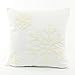 Hupplle Canvas Cotton Embroidery Throw Covers Christmas Snow Square Throw Pillow Covers White by Beauty House