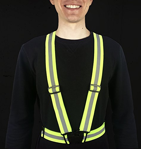 High Visibility Reflective Vest - Safety Reflector Strips Bands - Reflective Running Gear for Men and Women for Night Running, Biking, Walking (2 x Green Vest)