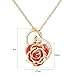 ZJchao 24K Women Red Gold Rose Pendant Necklace Her Plated Rhinestone Heart Shaped Present for Wife Girlfriend Valentine's Day, Great Anniversary, Birthday, Wedding