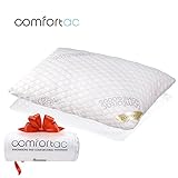 Shredded Memory Foam Pillow by Comfortac, with Washable Removable Cooling Cover Made of Rayon Derived from Bamboo - Firm & Comfortable Optimum Support, Neck Pain & Headache Relief
