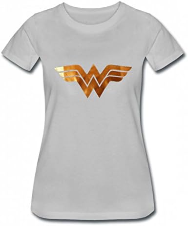 MOUNAGT Wonder Woman Gold Logo Tshirt Popular Print Conton Funny Shirts Girl Gray XXL