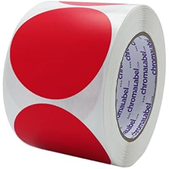 ChromaLabel 3 Inch Round Permanent Color-Code Dot Stickers, 500 per Roll, Red
