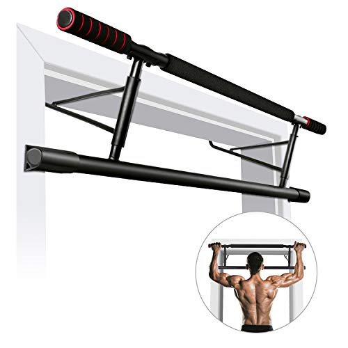 ROMIX Unisex's 0107 Pull Up Bar for Door Frames, Padded Handles, Chin Up Bar, Heavy Duty Bar Hooks, Endurable for Hanging, Mounting Workout in Home, Gym, Indoor Fitness Exercise